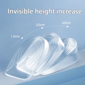 1Pair Invisible Elastic Heel Pads Silicone Shock Absorbing Insoles Mens and Womens Arch Support Height Increasing Insoles