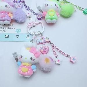 Sanrio | Chef HOT Plush Hello Kitty MIU Series Dopamine Phone with Pendant DIY Bag Charm Keychain Accessories Fashion Toy Pendant