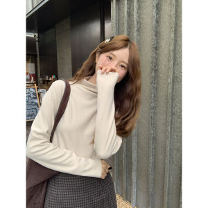 imimtuan | Áo Blouse Cổ Cao Flannel Tay Dài Thời Trang Thu