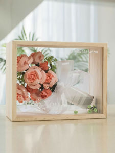 Moonlight Society Gentle Rose Bouquet Picture Frame Assembly Toy DIY Handmade Birthday Gift for Girlfriend Plastic Building Blocks
