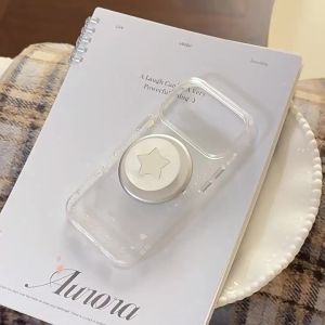 Korean Shell Pattern Stars Mirror Magnetic Bracket Phone Case For iPhone 12 13 14 15 16 17 Pro Max Clear Shockproof Soft Cover