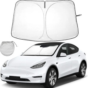 กระจกรถยนต์ Sun Shade ครอบคลุม Visors หน้าต่างด้านหน้าครีมกันแดด Protector Parasol Coche สําหรับ Tesla รุ่น 3 Y Sunshade อุปกรณ์เสริม
