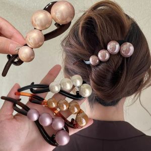 Women Peal Metal Barrette Clip Hairpins Simulated Pearl Bridal Tiara Hair Accessories Wedding Fashion Hairstyle Design Tools