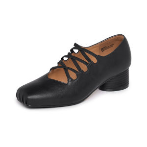 Reemoor | Cross Strap Vintage Ballet Flats Square Heel Women Shoes