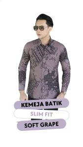 JARVIS Slimfit PURPLE GRAPE Baju Pria Kemeja Batik Kerja Lengan Panjang Warna Ungu Pastel Bahan Katun Halus Berkualitas