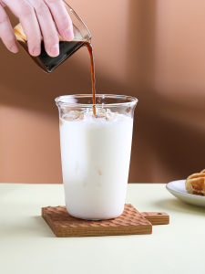 Creative Transparent High Borosilicate Glass Coffee Cup Heat Resistant Milk Tea Latte Ice American Drink Water Cup round Shape