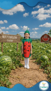 Nutrition Month Children Watermelon/ Pakwan Costume Outfit Vegetable & Fruit Halloween Cosplay School Event Performance Costume for Kids