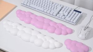 Cloud Shaped Mouse Pad Wrist Support Keyboard Wrist Rest Soft Leather Memory Foam Cushion for Computer Laptop Keyboard