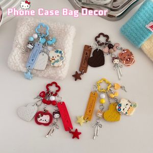 Sanrio | Kawaii INS Sanrio Hello Kitty Phone Tab Keychain Handbag Beaded Charm Anti-lost Phone Case Decor Pendant  for Girls Woman Gift