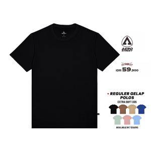 Aerostreet Extra Soft T Shirt Reguler Polos Gelap Kaos T-Shirt Tshirt KAAAA