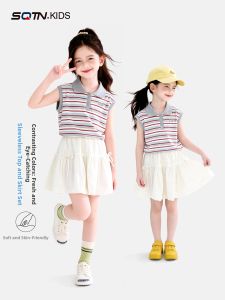 SQTN.KIDS | Trendy Girls Polo Outfit Set