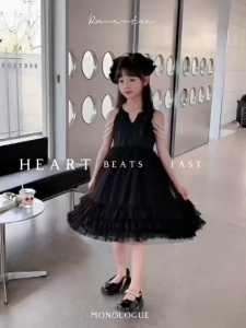 Dress Anak Perempuan Elegant Love Motek Black
