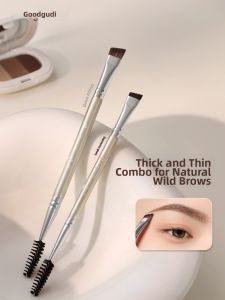 Goodgudi | Professional Double Headed Angle Eyebrow Powder Brush and Spiral Lash & Brow Brush Flat Large