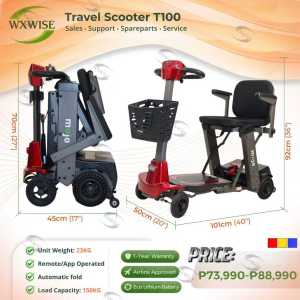 wxwise mobility scooter 4 wheels foldable elder electric scooter senior pwd portable airplane travel scooter T100