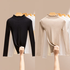 Fashionable Knitted Sweater Womens Long Sleeve Half High Collar Base Shirt Inner Wear Spring Autumn Season Stylish Elegant