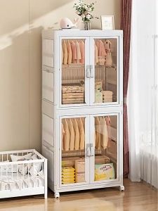 【 In stock 】 Home free installation storage cabinet | Foldable childrens wardrobe equipment storage cabinet | Living room double door toy cabinet Snack storage cabinet | Portable folding wardrobe