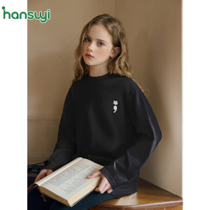 Girls Long Sleeve round Neck T-Shirt Spring Autumn New Style Childrens Base Shirt Middle Large Childrens Autumn Clothes Top
