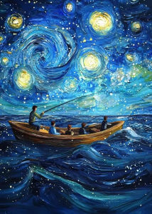 BILIBILI | Oil Painting By Numbers Kits Starry Night Number Drawing Canvas DIY Pictures By Numbers Home Decor