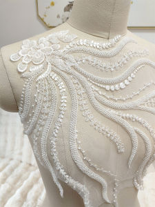 Vòng Tay Diy Nặng Đính Hạt Đuôi Hoa Ren Miếng Dán Cánh Hoa Hoa Trắng Phong Cách Mới Thông Bán Nhà Vải Phụ Kiện May Vá