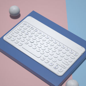 HANSONG | Multilingual Bluetooth Round Keycap Keyboard for iPad Air Pro Wireless Rechargeable Keyboard for Phone Tablet Laptop Universal