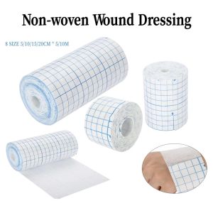 5/10M Water Spunlace Non-Woven Breathable Adhesive Roll Blue Grid White Base Dressing Fixer