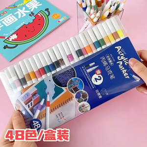 12/24/36/48/60/80 Colors Spidol Acrylic / Pen Akrilik Marker Warna Cepat Kering Tahan Air / Anak Acrylic Marker Set Kreativitas DIY Painting