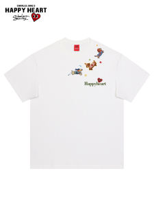 CHARLES JANGS HAPPY HEART | Cartoon Print Short Sleeve Cotton Shirt