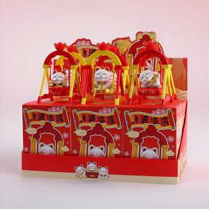 Wanfeng Cat Blind Box เต็มไปด้วยโชคและทรัพย์สิน ของขวัญสำหรับวันเกิด งานฝีมือ Xian ตุ๊กตาแขวนพร้อมสายสะพาย ตกแต่งโต๊ะทำงาน