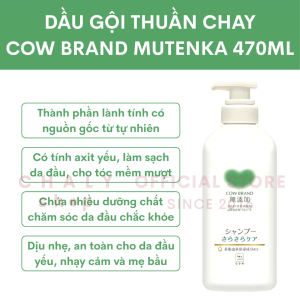 Dầu gội thuần chay cho da nhạy cảm và mẹ bầu Cow Brand Mutenka 470ml Nhật Bản