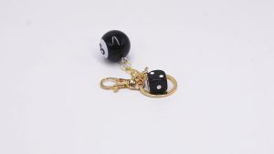Hip-hop Y2K Black 8 Billiard Star-shaped Dice Ball Keychain Classic Alien 8 Star Burst Punk Cool Pendant Mobile Phone Bag Chain