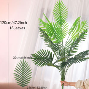 1pc 120cm Large Fake Plants Tropical Palm Tree Artificial Plant Green Plastic Areca Palm Faux Tree Branch for Home Kitchen Decor