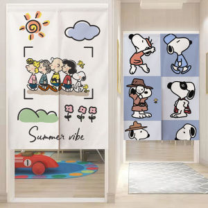 Snoopy Cartoon Door Curtain Bedroom Partition Curtain Cabinet Cover Magic Tape Curtain Toilet Bathroom Conceal Short Curtain