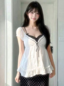 CHANGTONG | Stylish Small Niche Design V-Neck Bubble Sleeve Top Blouse