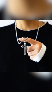 Personalized Hip Hop Couple Cross Necklace Vintage Colorless Stainless Steel Sweater Chain necklace