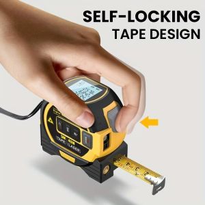 3 in 1 Rangefinder 5m Tape Measure Ruler 40/60 Meters Infrared L-aser Distance Measurement LCD Display with Backlight Distance Meter Building Measurement Device