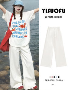 Quần Jeans Ống Rộng Màu Trắng Cho Nữ Mùa Hè 2025 Quần Jeans Denim Cotton Linen Ống Thẳng Cạp Cao Ôm Dáng Quần Thường Ngày