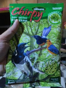 chirpy hijau dan coklat makanan burung kicauan varian rumput laut kemasan 400gram