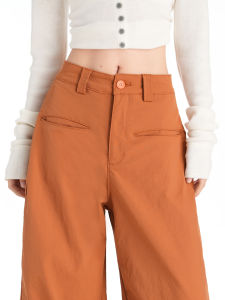 QIAOMIDUO | Casual Pants Lazy Style Loose Feel High-Waist Wide Leg Orange Spring