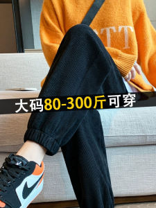 plus Size Womens High Waist Thin Corduroy Sports Pants Spring Autumn Casual Loose Fit Pocket Detail Polyester Fiber
