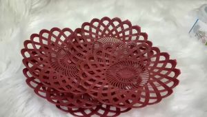 Paket Hemat Piring Rotan Plastik 12 Pcs & Piring Prasmanan Plastik Diameter Besar 24 Cm