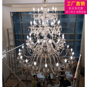 European Style Crystal Chandelier for LOFT/Duplex House/Stairs Luxury Waterfall Lighting 6W-10W LED Bulb with Glass Shade