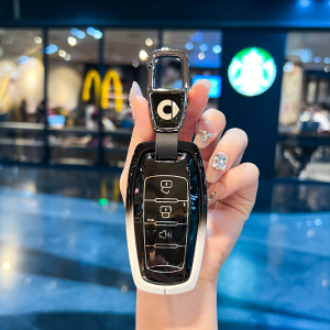 Gradient Color Zinc Alloy Car Key Shell Cover for GWM Haval Shanhai POER SAHAR Cannon Lux Slux Pilot Ultra 2023-2026 TPU Smart Remote Fob Case with Keychain Holder Buttons Protector