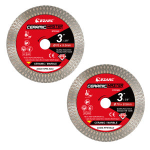 EZARC 3 inch Super Thin Diamond Blades 2pcs Tile Blade Diamond Saw Blades for Smooth Cutting Ceramic Granite Marble Porcelain