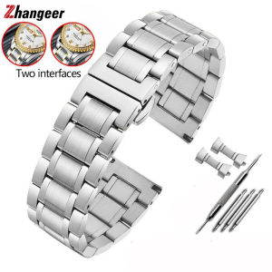 zhangeer High Quality Stainless Steel Watchband For Casio Tissot Seiko Citizen Metal Flat/Curved End Strap Bracelet Watch Chain 14mm 16mm 18mm 19mm 20mm 21mm 22mm 24mm With Tools