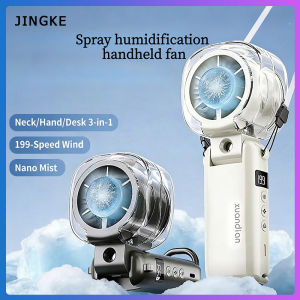 Taoxilife 3-in-1 Semiconductor Refrigeration Spray Humidifying Fan 6000mAh Large Battery 199 Speed Stepless Adjust LED Digital Display High Speed Foldable Portable Handheld Mini Cooling Fan For Travel Outdoor Camping Ready Stock