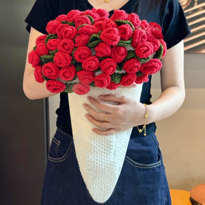 XINGGONGGUAN | Rose Bouquet Blanket DIY Crochet Hand Knitted Wool Yarn Material Kit Flower Hook Weave Finished Product Milk Cotton Medium Fine Yarn