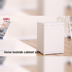 Deli Glacier White Bedside Fingerprint Password Safe Box Security Cabinet Cash Box Peti Besi Anti-Theft