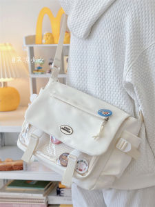 Cute Preppy Style Girls Crossbody Bag Japanese Style Ins Student Large Capacity Versatile Messenger Bag Transparent Bar Cartoon Backpack