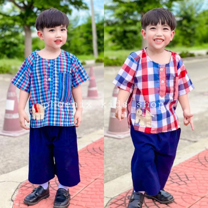 ชุดไทยเด็กผ้าขาวม้า ชุดเด็กใส่ได้ทั้งหญิงและชาย #nd | Lazada.co.th