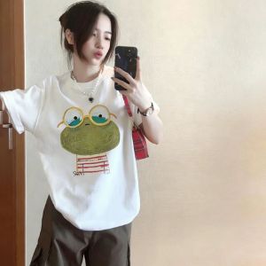 SUOSHE | Cartoon Frog Print Short Sleeve T-Shirts Large Size